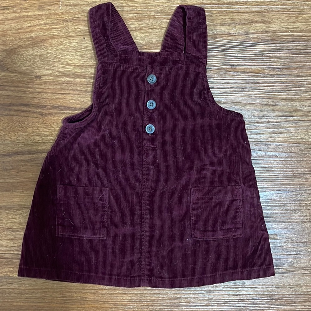 BURGUNDY CORDUROY OVERALL DRESS